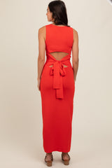 Rust Back Tie Bodycon Maxi Dress