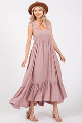 Mauve Pinafore Cutout Maternity Midi Dress