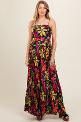 Black Floral Wide Leg Maternity Jumpsuit