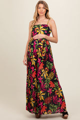 Black Floral Wide Leg Maternity Jumpsuit