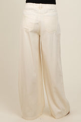 Ivory Drawstring Wide Leg Maternity Pants