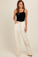 Ivory Drawstring Wide Leg Maternity Pants