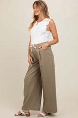 Olive Drawstring Wide Leg Maternity Pants