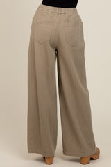 Olive Drawstring Wide Leg Pants