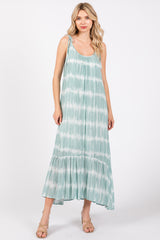 Aqua Tie Dye Tie Strap Maternity Midi Dress