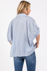 Light Blue V-Neck Short Sleeve Top