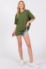 Light Olive Pocket Front Short Sleeve Top