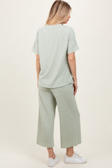 Sage Ribbed Short Sleeve Top Pajama Set