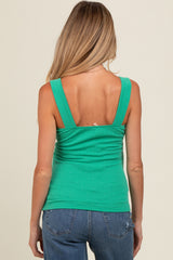 Green Ribbed Square Neck Maternity Tank Top