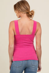 Fuchsia Ribbed Square Neck Maternity Tank Top