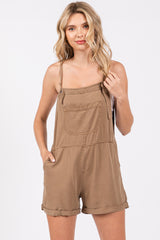 Mocha Front Pocket Overall Shorts