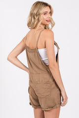 Mocha Front Pocket Overall Shorts