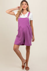 Purple Ribbed Maternity Romper