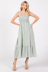 Mint Smocked Bodice Maternity Maxi Dress