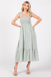 Mint Smocked Bodice Maxi Dress