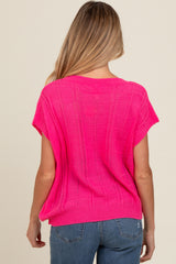 Fuchsia Knit Short Sleeve Sweater Maternity Top