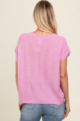 Lavender Knit Short Sleeve Sweater Top