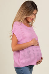 Lavender Knit Short Sleeve Sweater Maternity Top