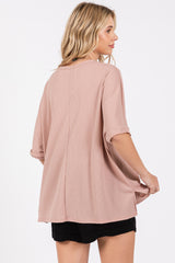 Mauve Waffle Knit Dolman Top