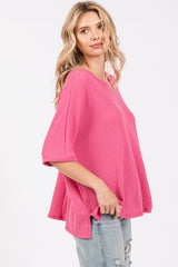 Pink Waffle Knit Dolman Top