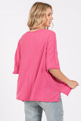 Pink Waffle Knit Dolman Top