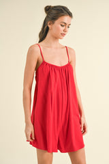 Red Adjustable Tie Back Romper