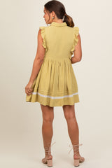 Lime Button Front Flutter Sleeve Maternity Mini Dress