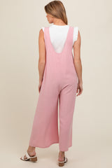 Pink V-Neck Wide Leg Maternity Jumpsuit