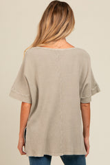 Sage Waffle Knit V-Neck Maternity Top