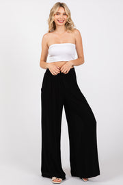 Black Wide Smock Waist Pants