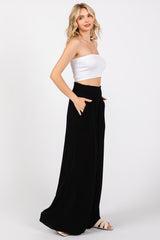 Black Wide Smock Waist Pants