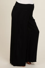 Black Wide Smock Waist Maternity Pants