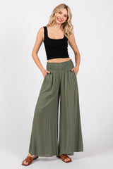 Olive Wide Smock Waist Maternity Pants