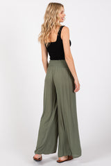 Olive Wide Smock Waist Pants