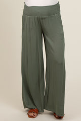 Olive Wide Smock Waist Maternity Pants