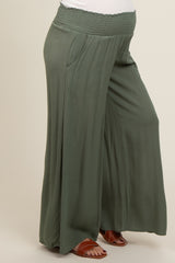 Olive Wide Smock Waist Maternity Pants