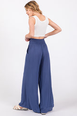 Navy Wide Smock Waist Pants