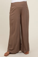 Mocha Wide Smock Waist Maternity Pants