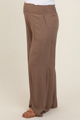 Mocha Wide Smock Waist Maternity Pants