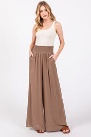 Mocha Wide Smock Waist Pants