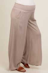 Grey Wide Smock Waist Maternity Pants