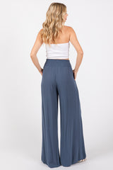 Blue Wide Smock Waist Pants