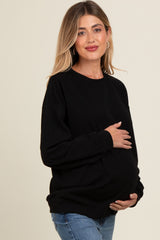 Black Drop Shoulder Maternity Sweatshirt