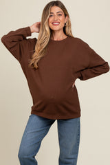 Brown Drop Shoulder Maternity Sweatshirt