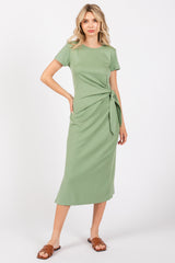 Light Green Side Tie Maternity Midi Dress