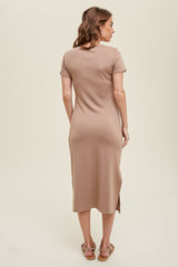 Mocha Side Tie Midi Dress