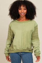 Sage Lace French Terry Top