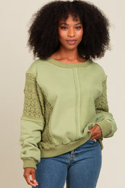 Sage Lace French Terry Top