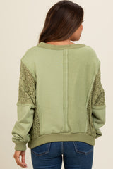 Sage Lace French Terry Maternity Top