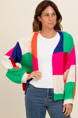 Multicolor Checkered Cardigan Sweater